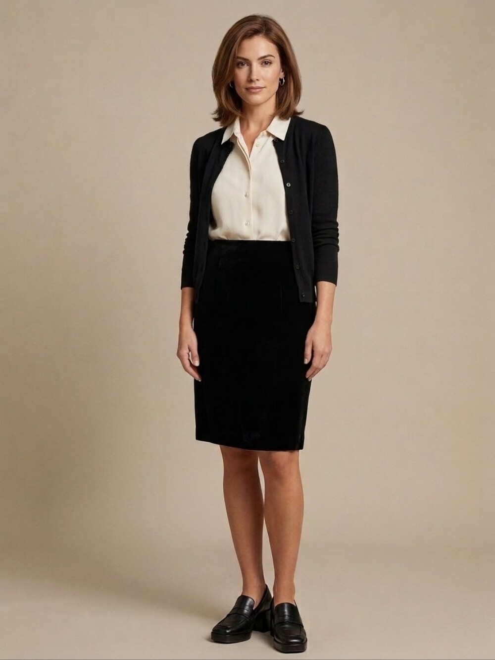 Vintage 90s Talbots Silk Velvet Pencil Skirt Black 4P Rachel Green